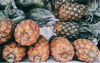 High angle view of fruits for sale in market