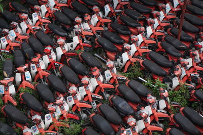 High angle view of motorbike