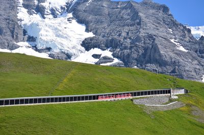 Famous train that goes up to the jungfraujoch in switzerland