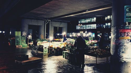 Interior of illuminated underground walkway