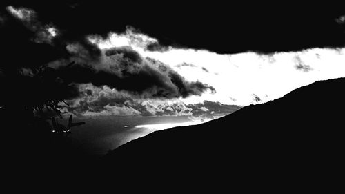 Low angle view of silhouette mountain against sky