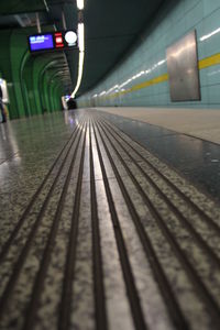 View of railroad tracks at night