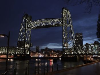 Old railway bridge in rotterdam called  de hef