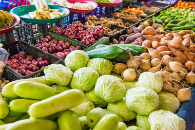 Fresh vegetables at traditional asian market. can be used as food background