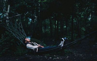 People sitting in the forest