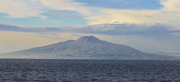 Scenic view of seascape against cloudy sky