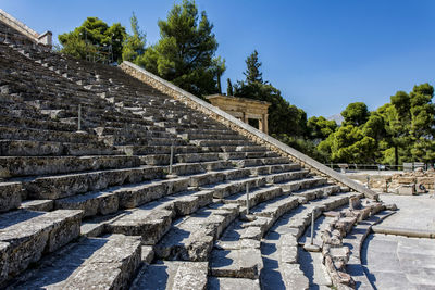 Steps of historic building against sky