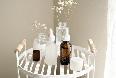 Close-up of bottles on table