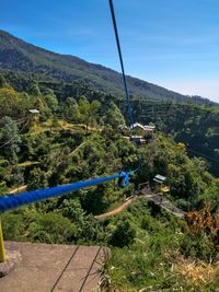 High angle view of trees on landscape against sky