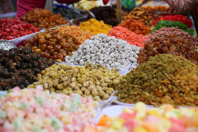 Hanoi sugared or salted dry fruits for sale at the market in ha noi vietnam