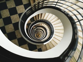 Directly below shot of spiral staircase