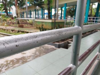 Close-up of metal railing