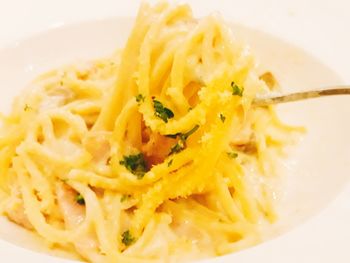 Close-up of noodles in plate