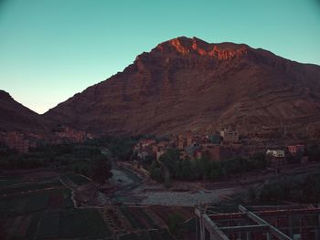 Scenic view of mountains against clear sky