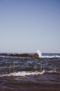 Scenic view of sea against clear sky