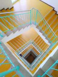 High angle view of spiral staircase of building