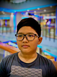 Portrait of boy wearing eyeglasses