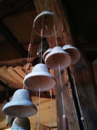 Close-up of clothes hanging on wood