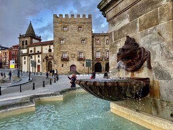 View of fountain in city