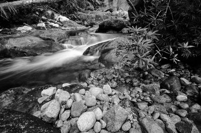 View of stream flowing through rocks