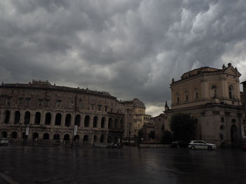 View of buildings against cloudy sky