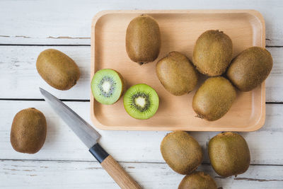 High angle view of fruits on table