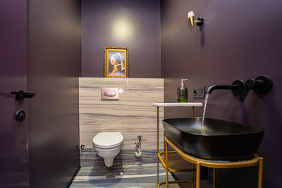 View of wine glasses on table at home