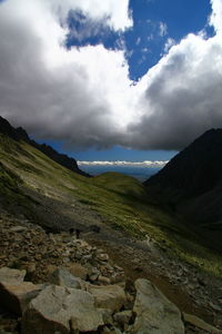 Scenic view of mountains against sky