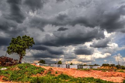 Storm clouds over landscape