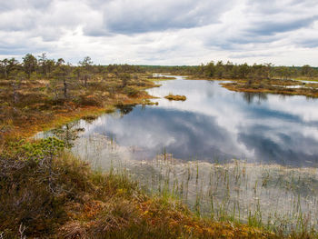 Scenic view of lake against sky