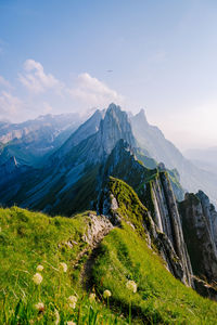 Scenic view of mountains against sky