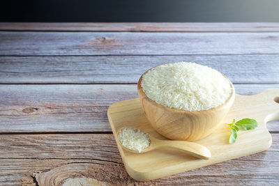 High angle view of food on cutting board