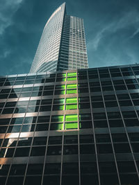 Low angle view of modern building against sky