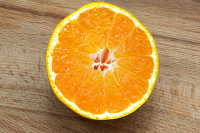 High angle view of orange on table