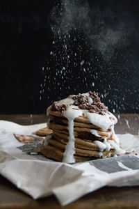 Close-up of chocolate cake on table