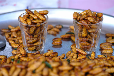 Close-up of ice cream in glass on table