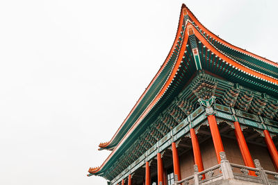 Low angle view of temple building against clear sky