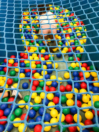 High angle view of multi colored swimming pool