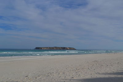 Scenic view of beach against sky