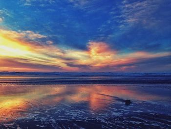Scenic view of sea at sunset