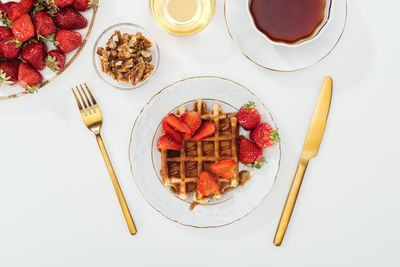 High angle view of food on table