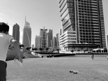 Low angle view of modern buildings