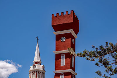 Low angle view of traditional building against blue sky