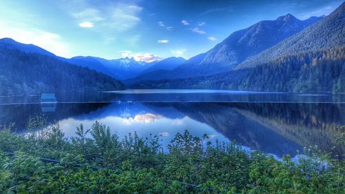 Scenic view of lake against sky