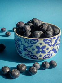 Close-up of fruits in bowl on table
