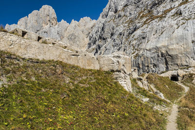 Rock books and military posts from the first world war. monte chiadenis. sappada, italy