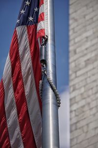 Low angle view of red wall