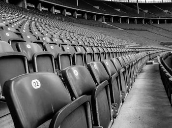 Empty chairs in stadium