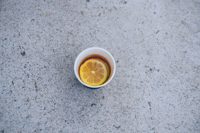 Directly above shot of lemon tea