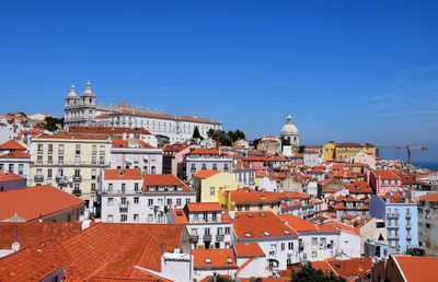 View of buildings against clear sky